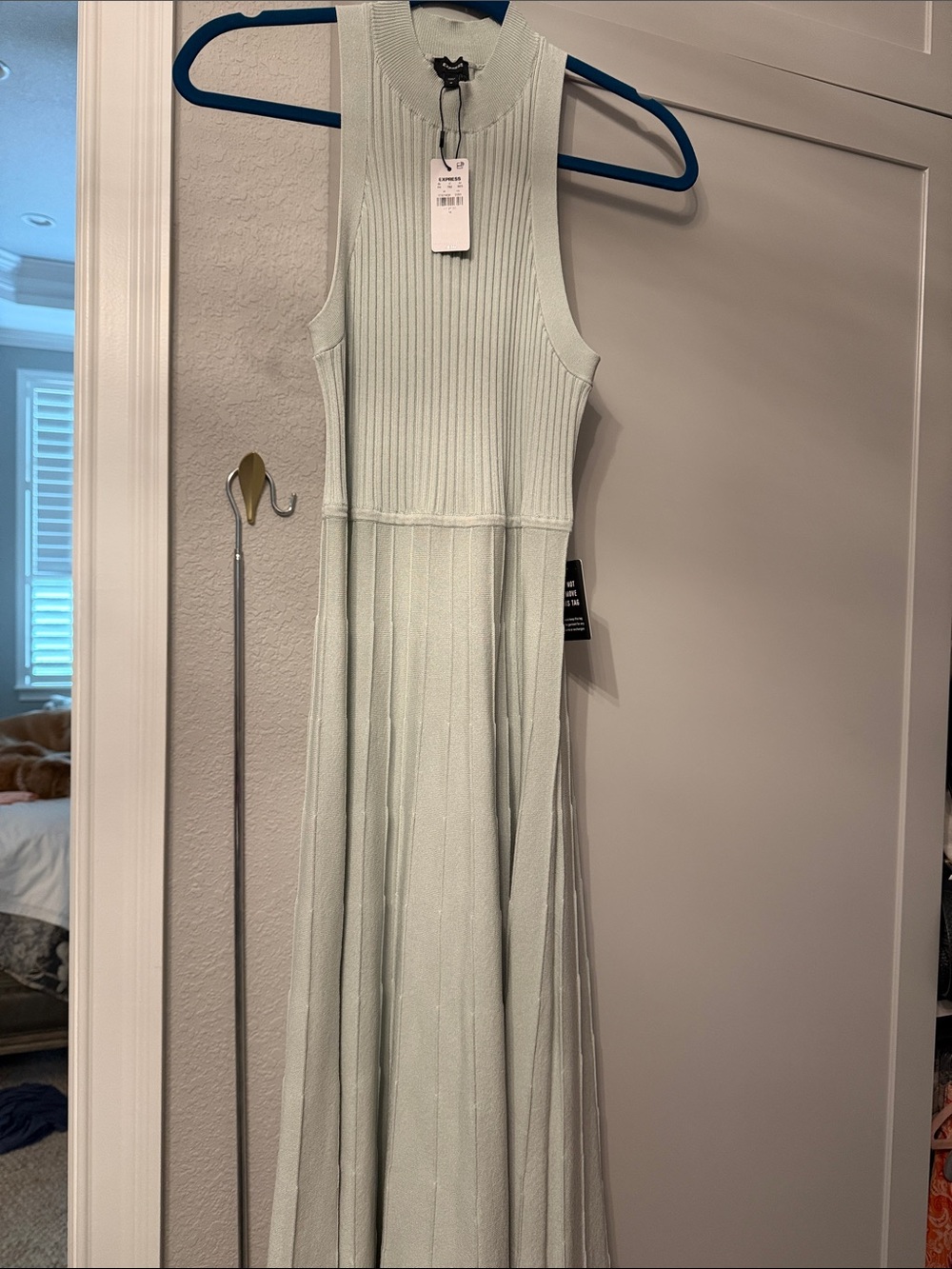 Express Mint Green Ribbed Sleeveless Maxi Dress